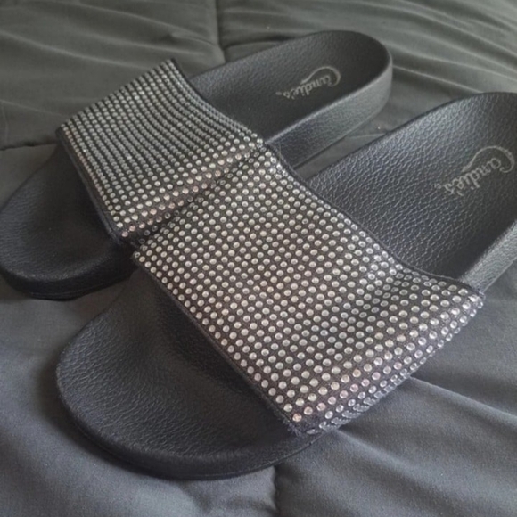 COPY - Candies Womens black diamond rhinestone slides - Picture 4 of 7